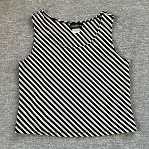 Positive Attitude Black/White Diagonal Striped Cropped Tank Top